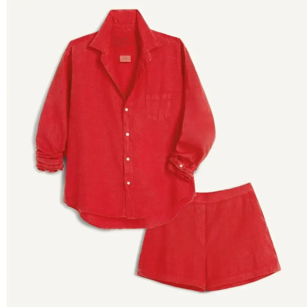 Frank & Eileen Amalfi Getaway Set Summer Red Linen Size XS NWT